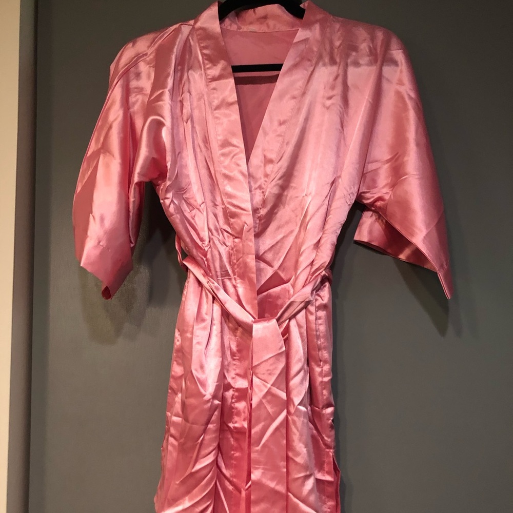 Pink silk robe